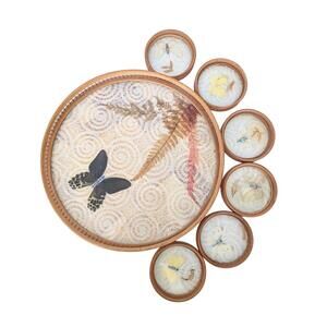 Vintage Butterfly Bamboo Serving Tray and Drink Coaster Set